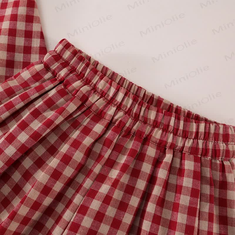 幼児用女の子用チェック柄フライングスリーブ2ピースセット - image 13