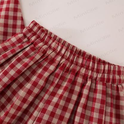 幼児用女の子用チェック柄フライングスリーブ2ピースセット - image 13