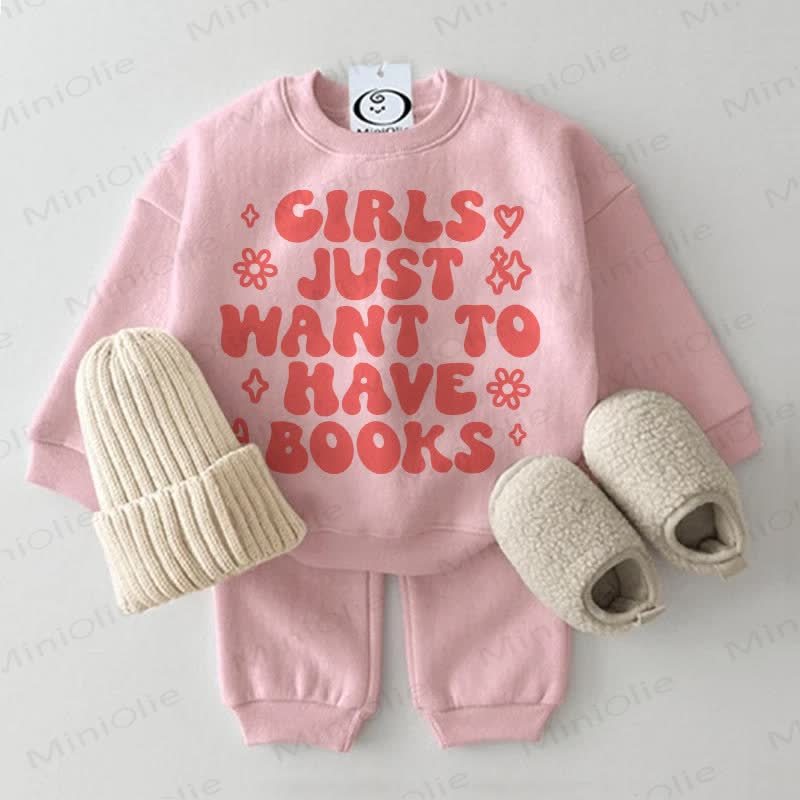 GIRLS JUST WANT TO HAVE BOOKSベビースウェットシャツ 2点セット ピンク - ピンク - 2～3歳 - image 1