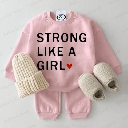 STRONG LIKE A GIRLベビー スウェットシャツ 2点セット ピンク - ピンク - 2～3歳 - image 1