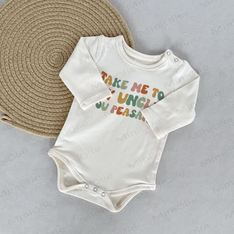 TAKE ME TO MY AUNT/UNCLE YOU PEASANTベビーホワイトボディスーツ - 叔父 - 18～24ヶ月 - image 2