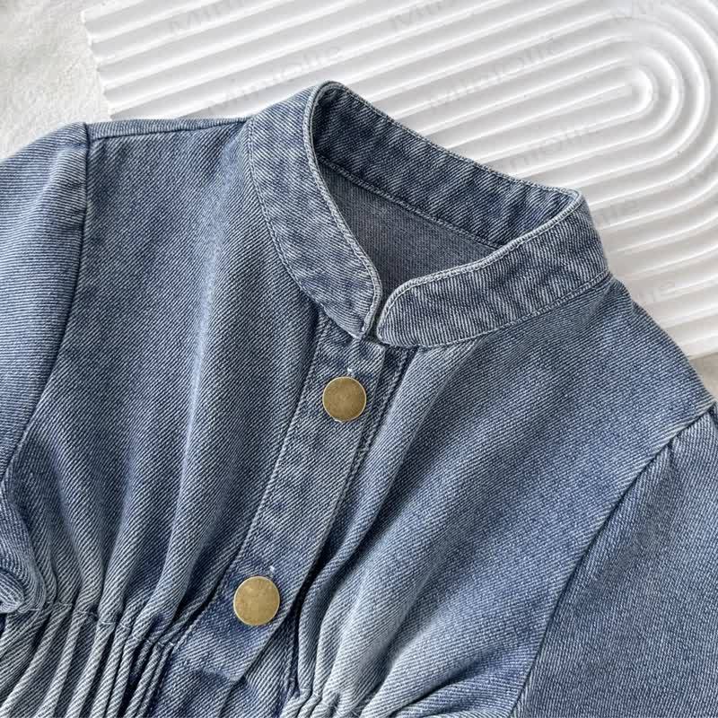 幼児用女の子用無地デニムレースDress - image 4