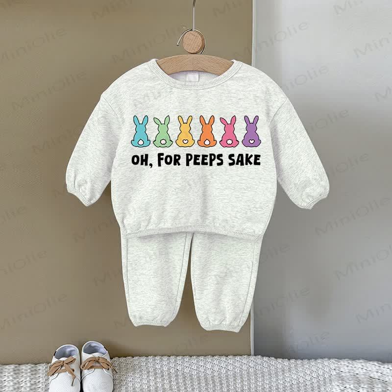 OH, FOR PEEPS SAKEベビー マルチカラー バニー 2ピース グレー スウェットシャツ セット - グレー - 2～3歳 - image 1