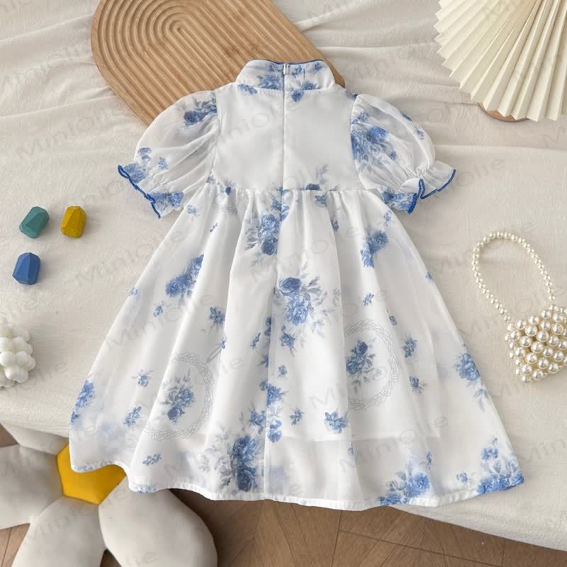 幼児用女の子用ホワイトブルーフラワーDress - image 2