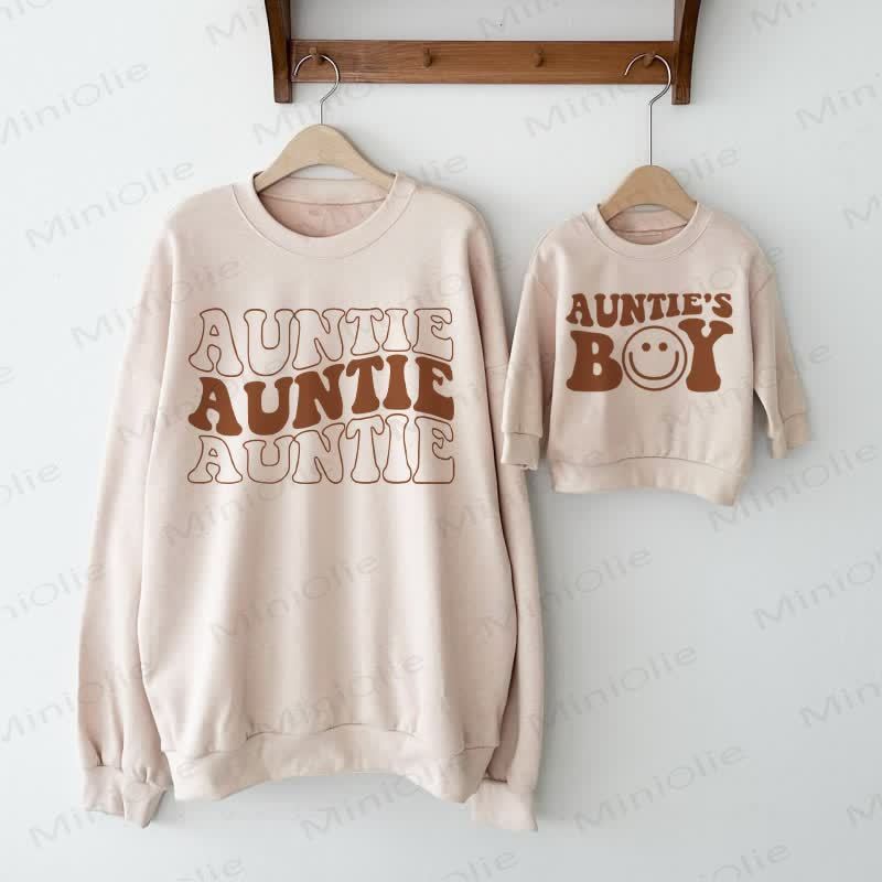 AUNTIE/AUNTIE'S BOYベビー カジュアル ベージュ ファミリー スウェットシャツ - ベージュ - 大人用スウェットシャツ：XL - image 1