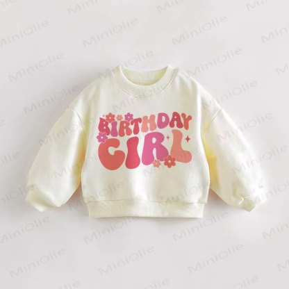 BIRTHDAY GIRL幼児用スウェットシャツ - クリーム - 3～5歳 - image 1