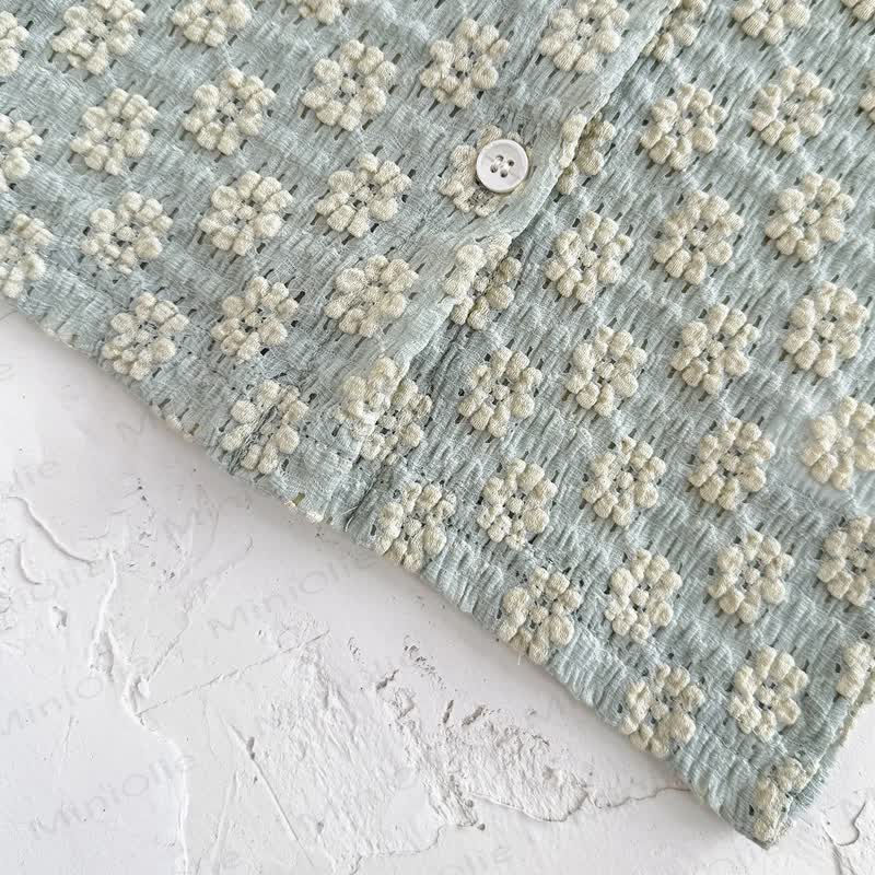 女の子用刺繍フラワー2ピースニットセット - image 7