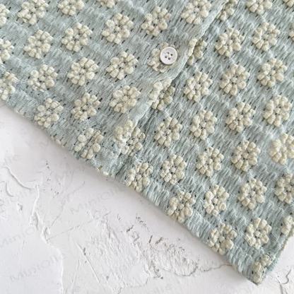 女の子用刺繍フラワー2ピースニットセット - image 7