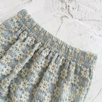 女の子用刺繍フラワー2ピースニットセット - image 8