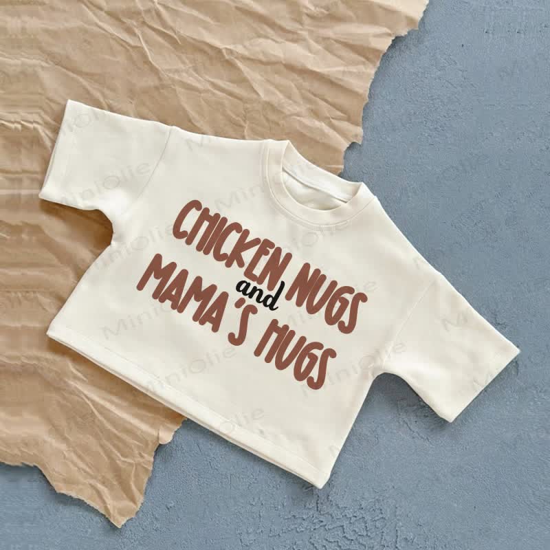 CHICKEN NUGS AND MAMA'S HUGSベビーサマーカジュアルTシャツ - 白 - 2～3歳 - image 2