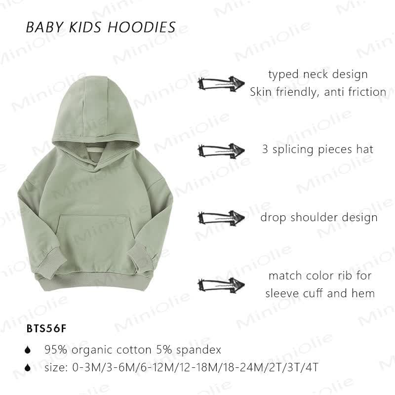 ベビー幼児用無地コットンパーカー - #72 グリーン - 3歳 - image 2