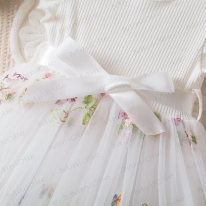 ベビー 幼児 女の子 リボン刺繍 フラワー メッシュDress - image 6