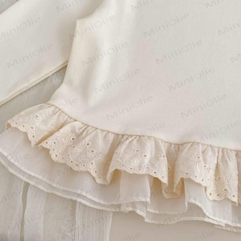 ベビー幼児女の子用無地ホワイトレーストップス/ブルーデニムパンツ - image 9