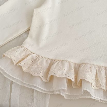 ベビー幼児女の子用無地ホワイトレーストップス/ブルーデニムパンツ - image 9