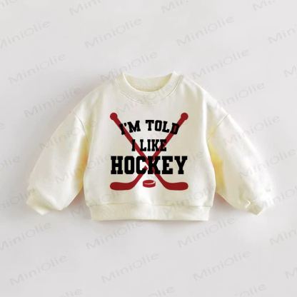 I'M TOLD I LIKE HOCKEY幼児用ベージュスウェットシャツ - クリーム - 3～5歳 - image 1