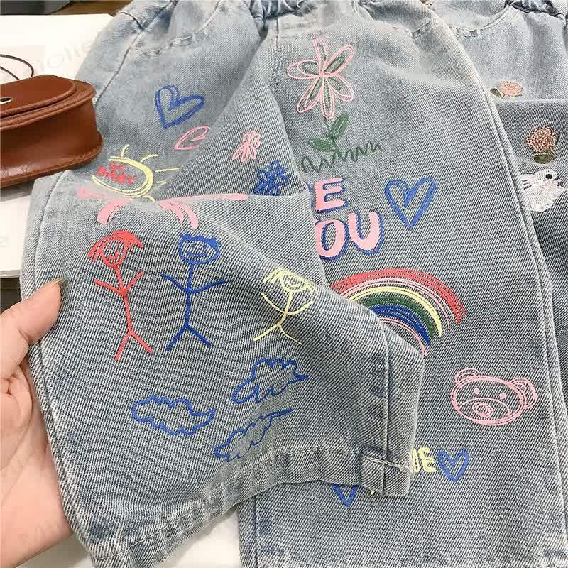 幼児用女の子用デニムブルーフラワーリボン/バニーパンツ - image 5