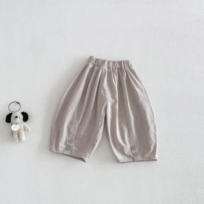 ベビー幼児男の子用無地ゆったり夏パンツ - ベージュグレー - 5～7歳 - image 7
