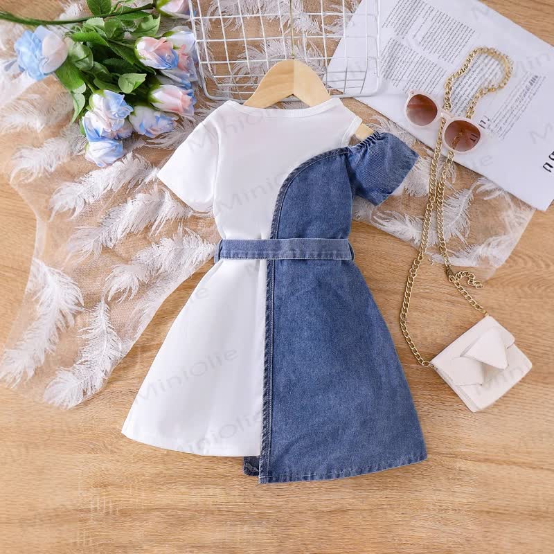 幼児用女の子用無地デニムDress - image 2