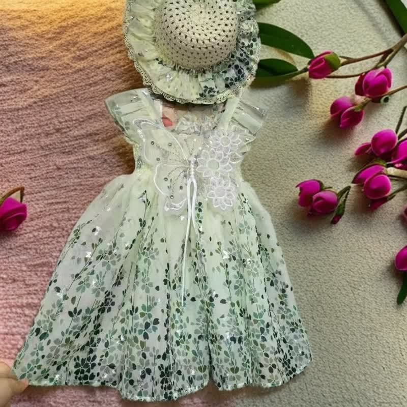 幼児用女の子用グリーンリボンフラワーノースリーブDress - image 5