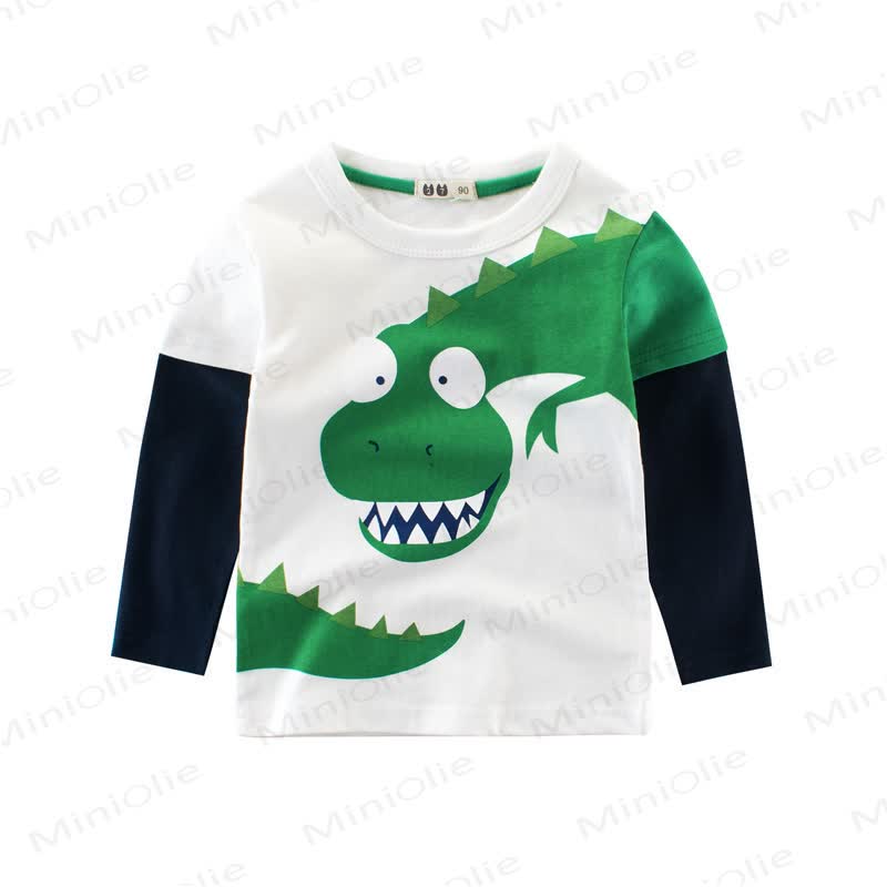 幼児用恐竜カラーブロックTシャツ - 白 - 8-9T - image 2