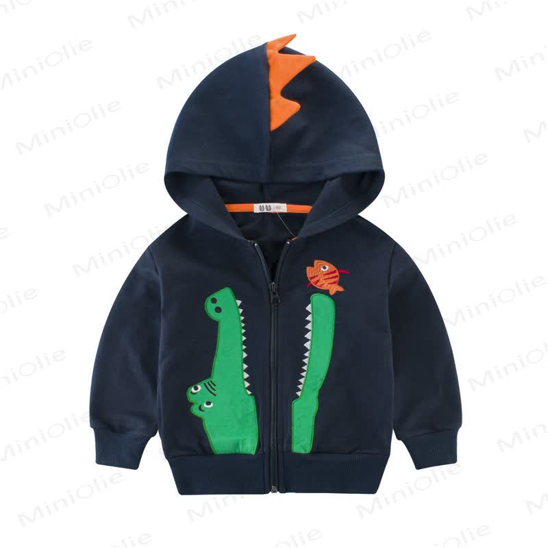 幼児用ワニ柄ジップアップパーカー - 青 - 8-9T - image 1