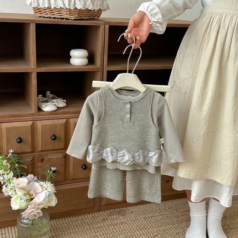 ベビー幼児女の子用無地レースタンクトップ＆パンツ/トップス - image 2