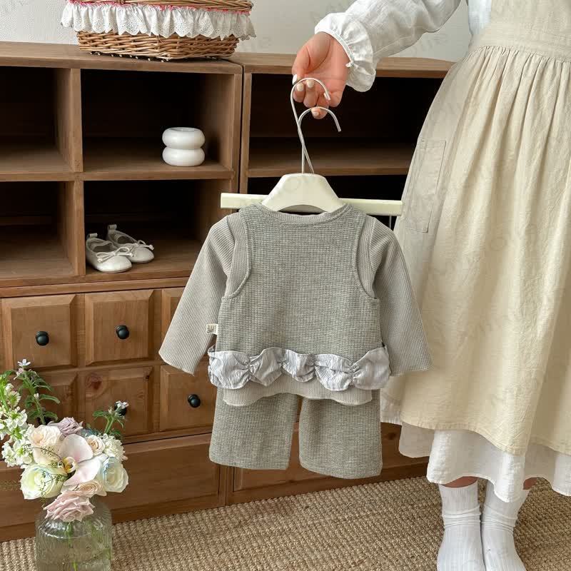 ベビー幼児女の子用無地レースタンクトップ＆パンツ/トップス - image 3