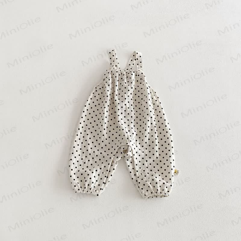 ベビー 幼児 女の子 ドット柄 オーバーオール/無地 トップス - ホワイトドットオーバーオール - 2～3歳 - image 5
