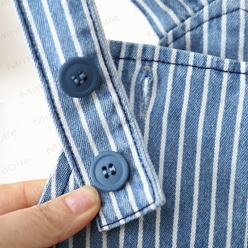 ベビー幼児用ブルーホワイトストライプジーンズオーバーオール - image 4