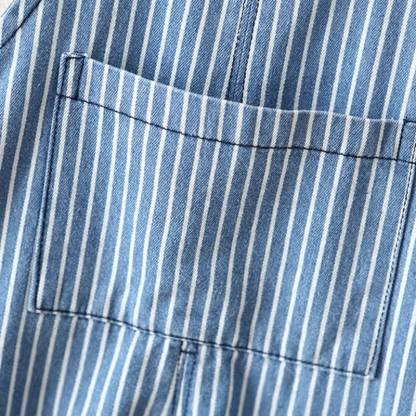 ベビー幼児用ブルーホワイトストライプジーンズオーバーオール - image 8