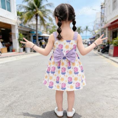 幼児用女の子用花柄リボンサスペンダーDress - image 8