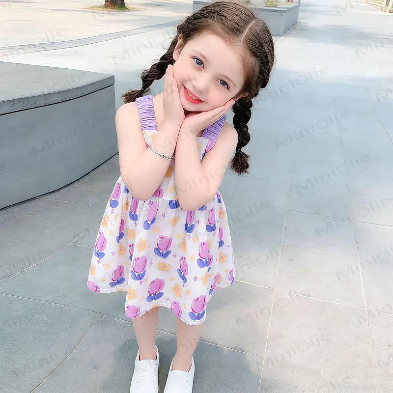 幼児用女の子用花柄リボンサスペンダーDress - image 6