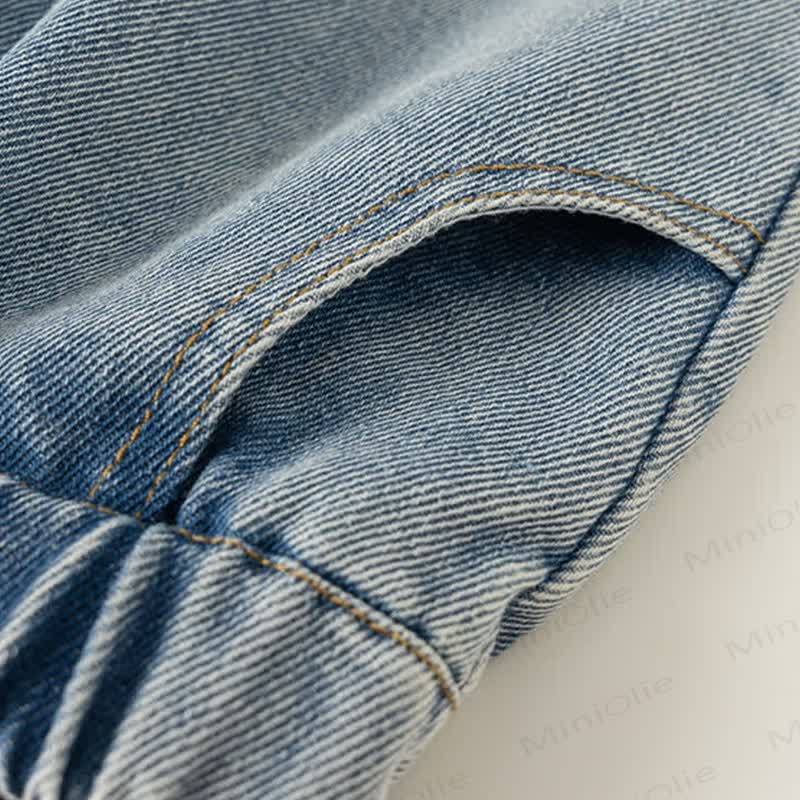 幼児用女の子用デニムチェック柄フラワーパンツ - image 4