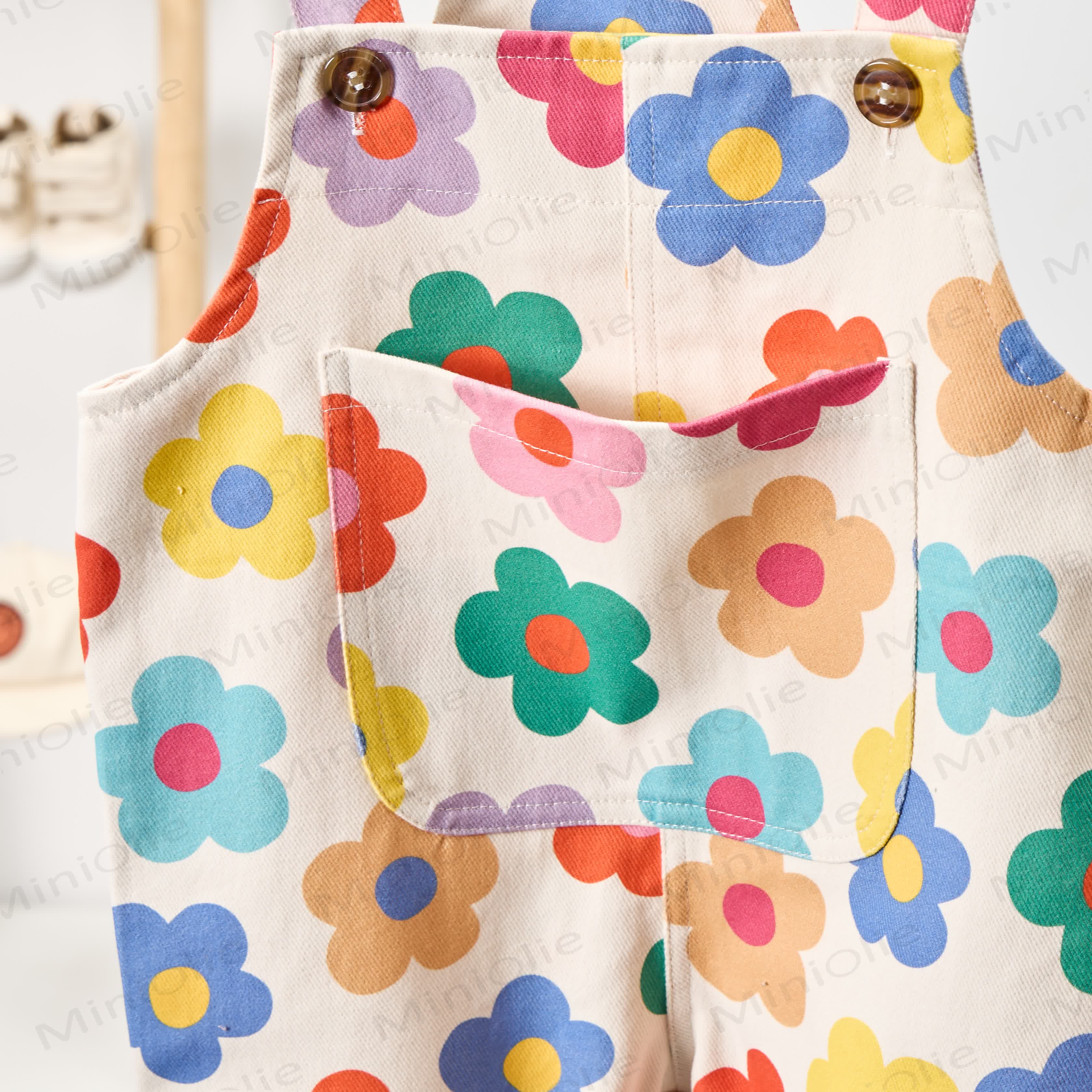 ベビー幼児用ドーパミンフラワーホワイトオーバーオール - image 4