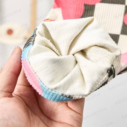 ベビー幼児用チェッカーボード柄カラフルフラワーコーデュロイオーバーオール - image 5