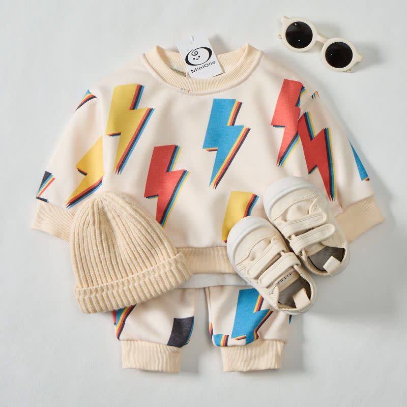 ベビー幼児用カラーライトニングワッフル2ピースベージュセット - ベージュ - 3～5歳 - image 1