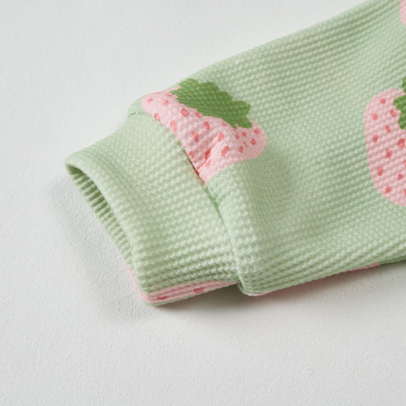 ベビーグレーグリーンワッフルストロベリー2ピースセット - image 4