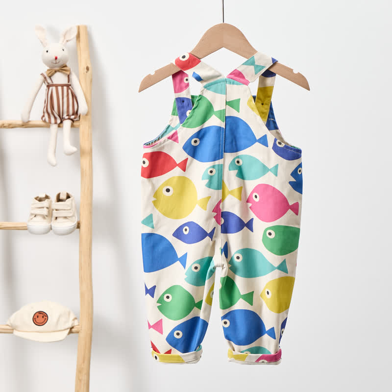ベビー幼児用ホワイトマルチカラーフィッシュ織りオーバーオール - image 2
