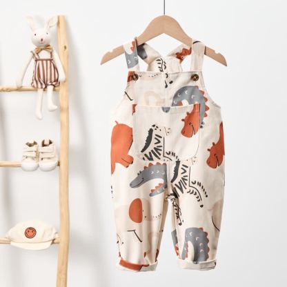ベビー幼児用ホワイトアニマル織りオーバーオール - image 2