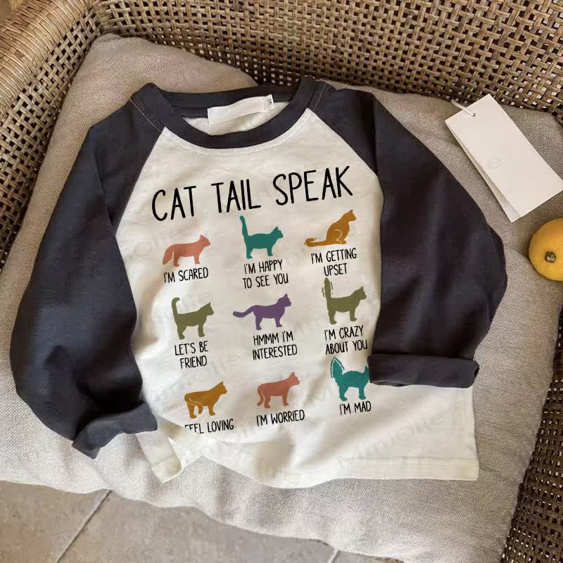 CAT TALK SPEAKベビーダークグレーラグランTシャツ - ドラック・グレイ - 2～3歳 - image 1