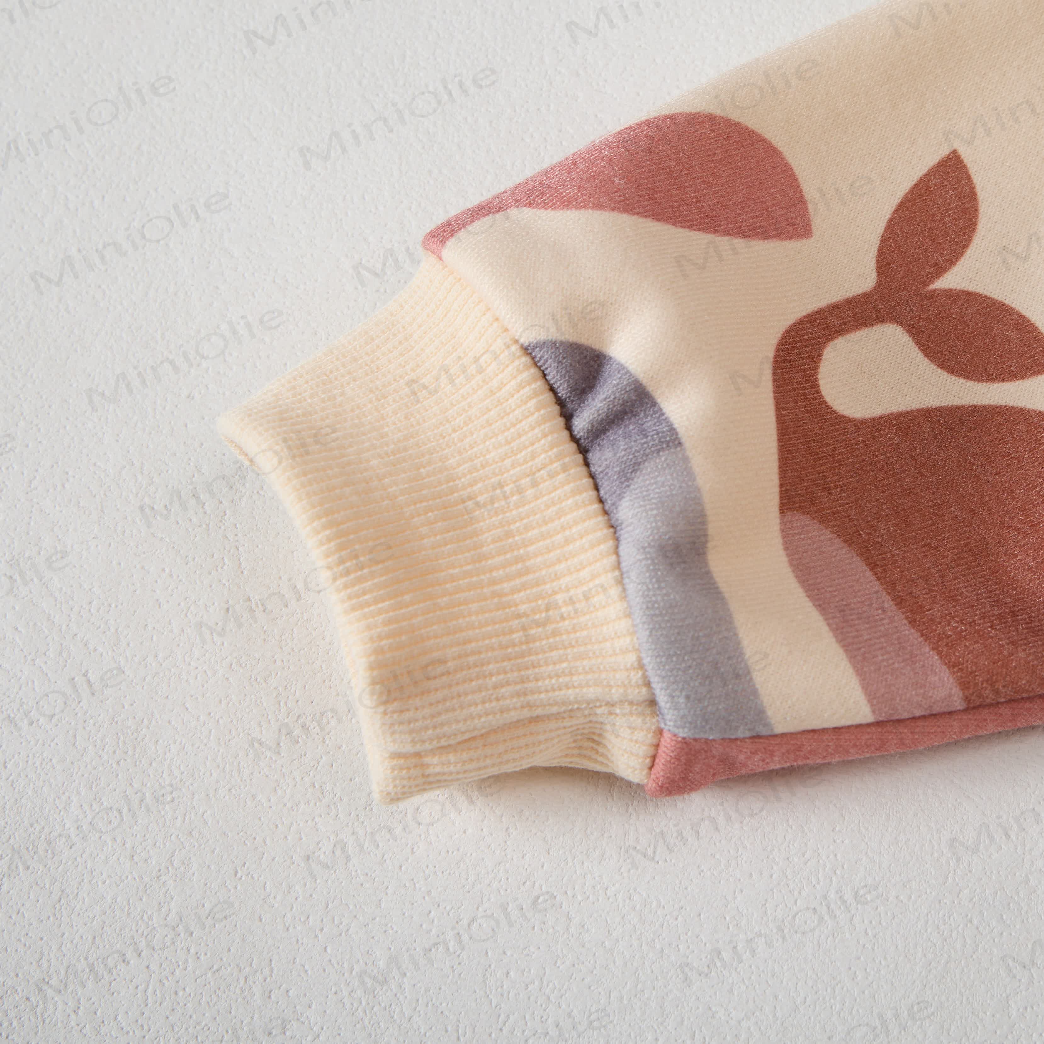 ベビーキュートな漫画クジラ柄スウェットシャツ2点セット（ベージュ） - image 3