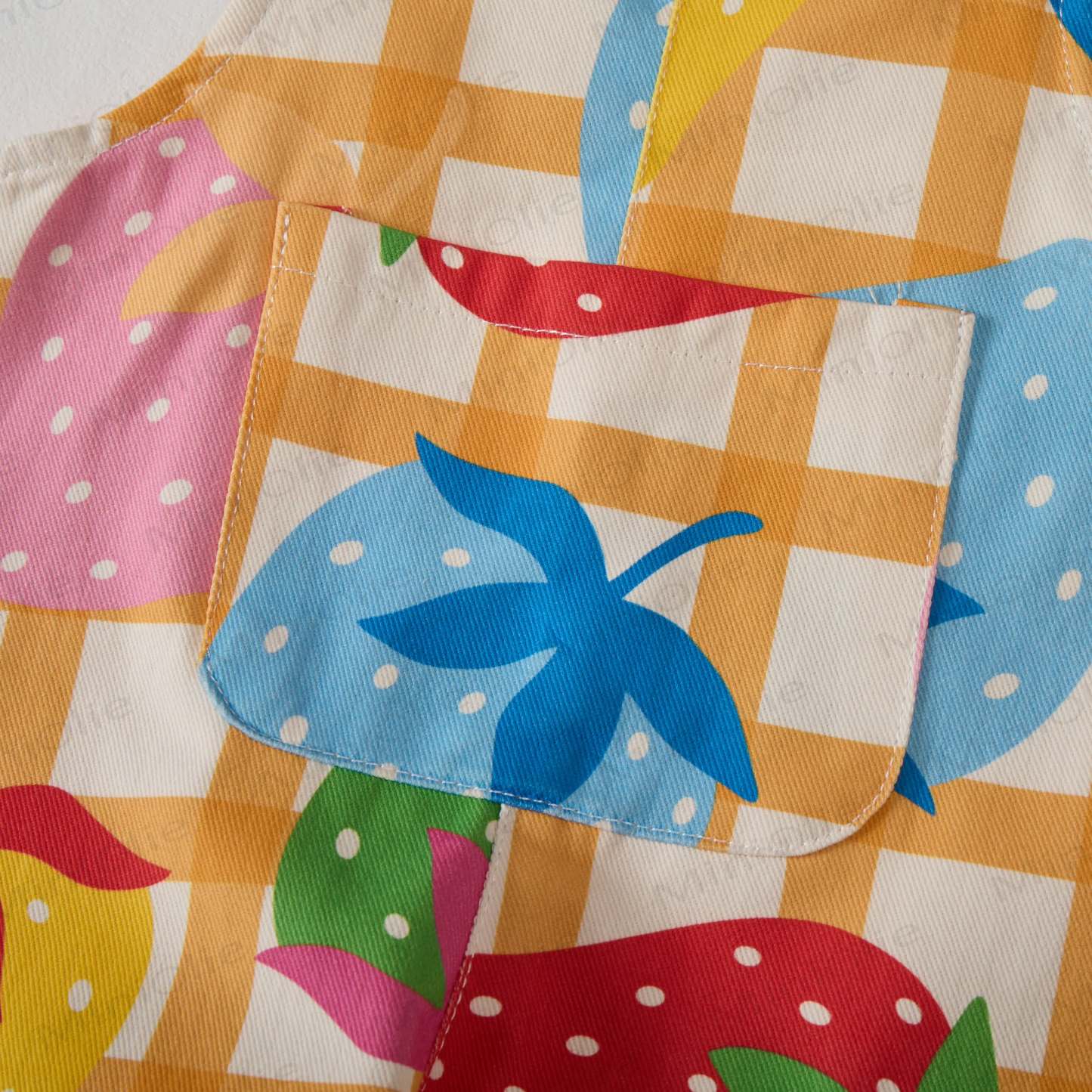 ベビー幼児用チェック柄カラフルストロベリーオーバーオール - image 5