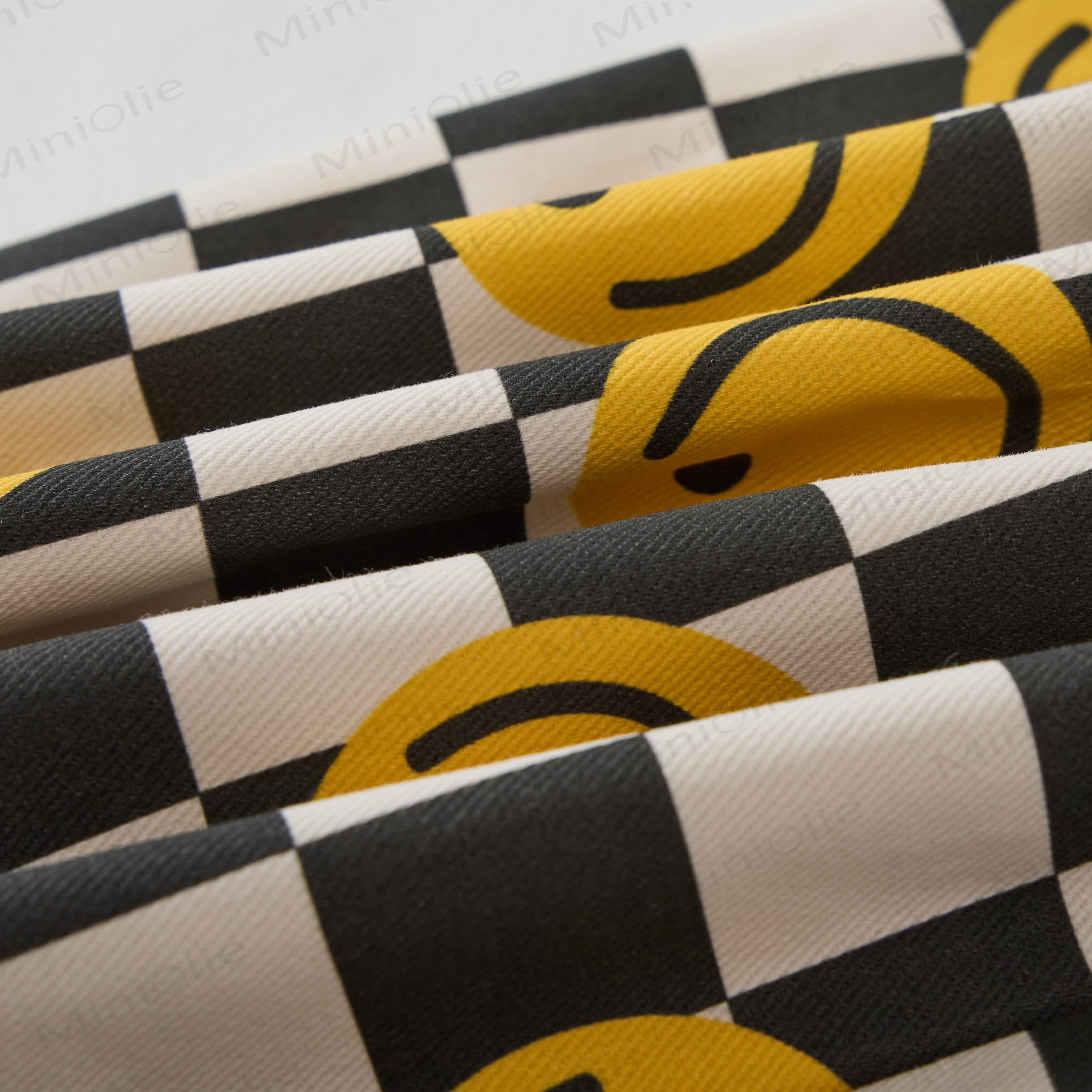 赤ちゃん幼児用チェッカーボード笑顔の白いオーバーオール - image 5