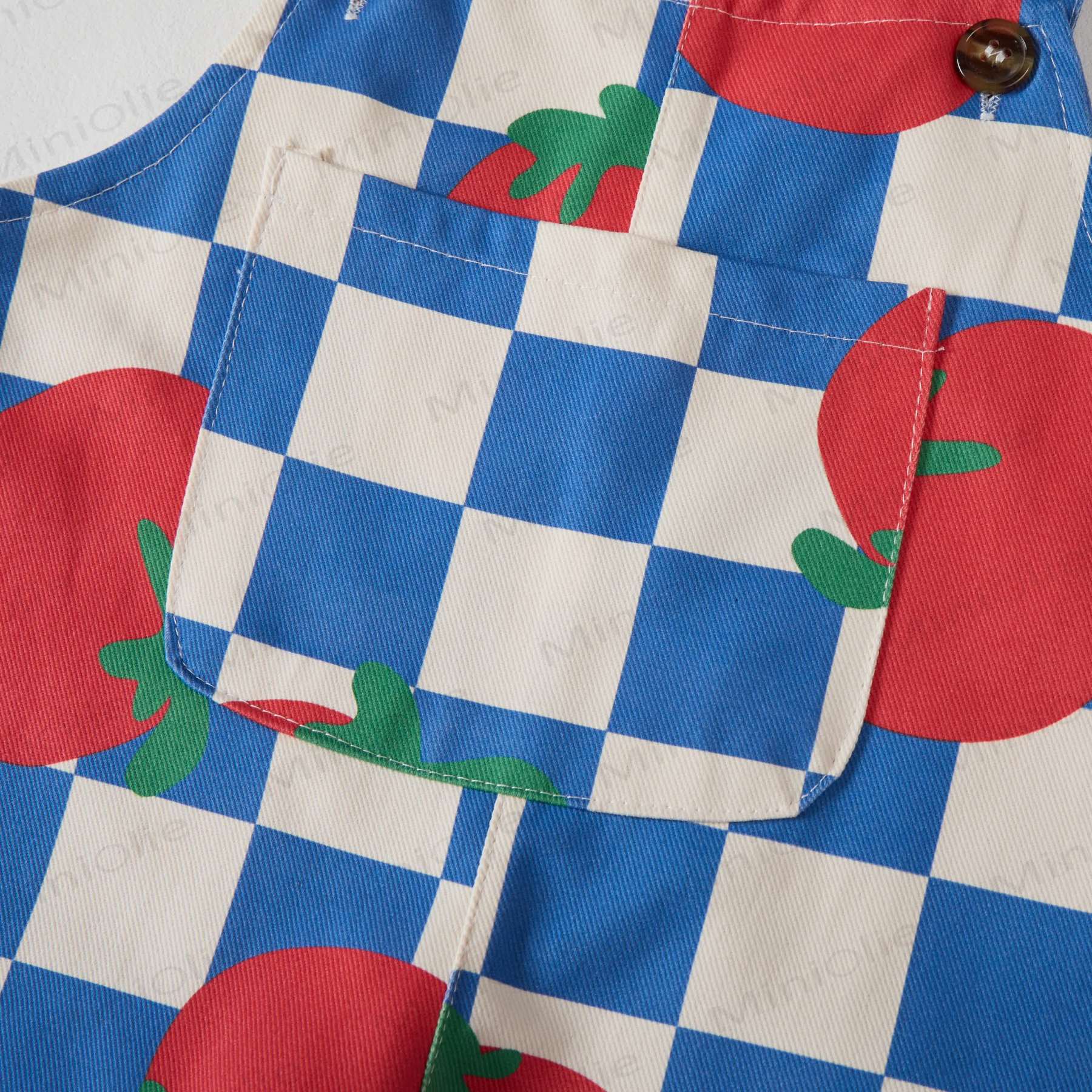 ベビー幼児用チェッカーボードトマトホワイトオーバーオール - image 3