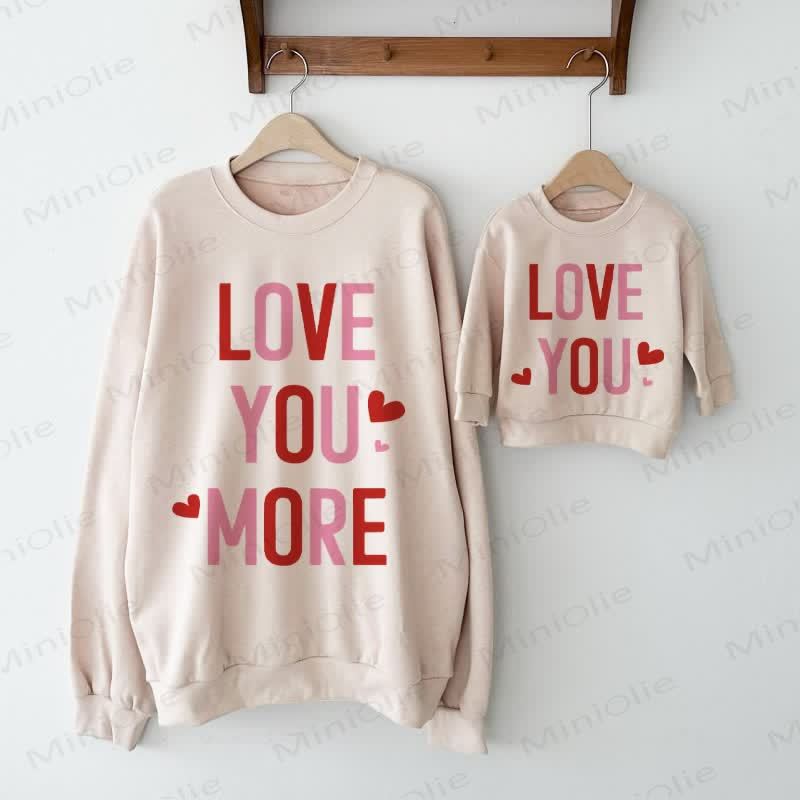 LOVE YOU/LOVE YOU MOREベビーベージュファミリースウェットシャツ - ベージュ - 大人用スウェットシャツ：XL - image 1