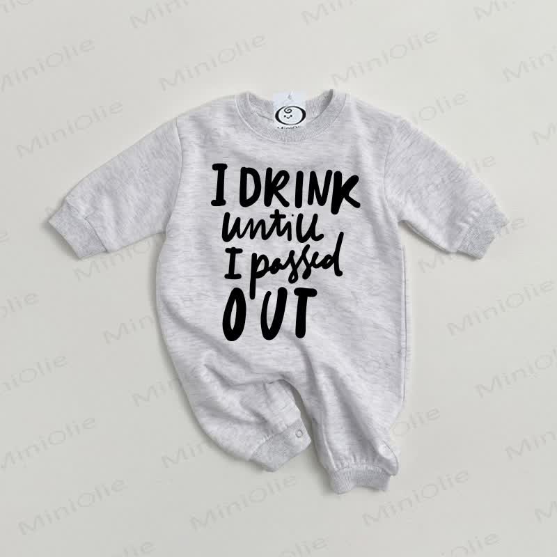 I DRINK UNTIL I PASSED OUTベビーグレーロンパース - グレー - 2～3歳 - image 1