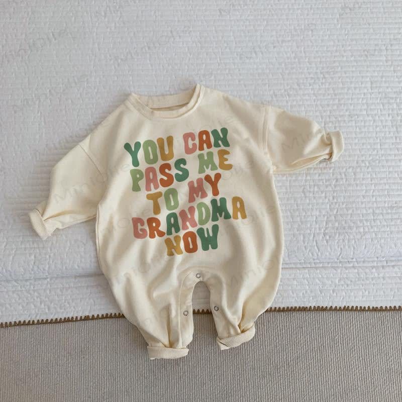 YOU CAN PASS ME TO MY GRANDMA NOWベージュロンパース - ベージュ - 2～3歳 - image 1