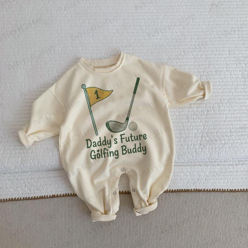 DADDY'S FUTURE GOLFING BUDDYベビーベージュロンパース - ベージュ - 2～3歳 - image 1