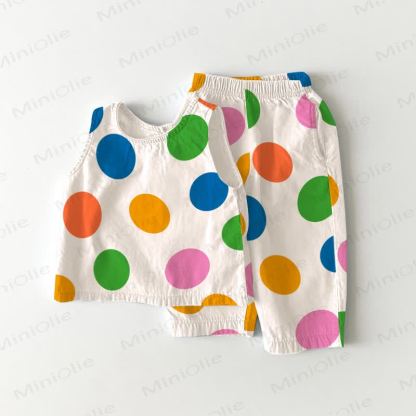 ベビー幼児用カラフルエッグノースリーブ2ピースセット - 白 - 5～7歳 - image 1