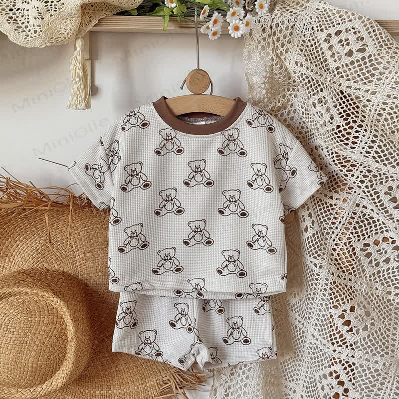 ベビーベアワッフルTシャツ＆ショーツ2点セット - image 3